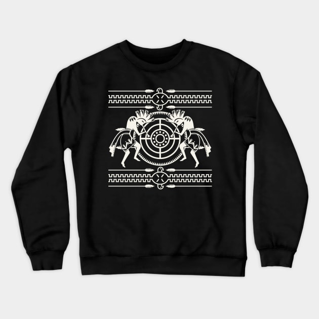 Native American Kokopelli Musicans - Sun Border 7 Crewneck Sweatshirt by EDDArt